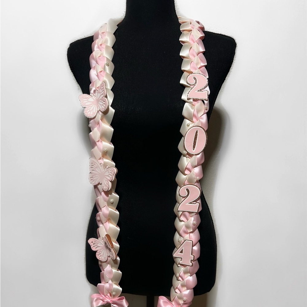 Pink and Cream Butterfly Lei